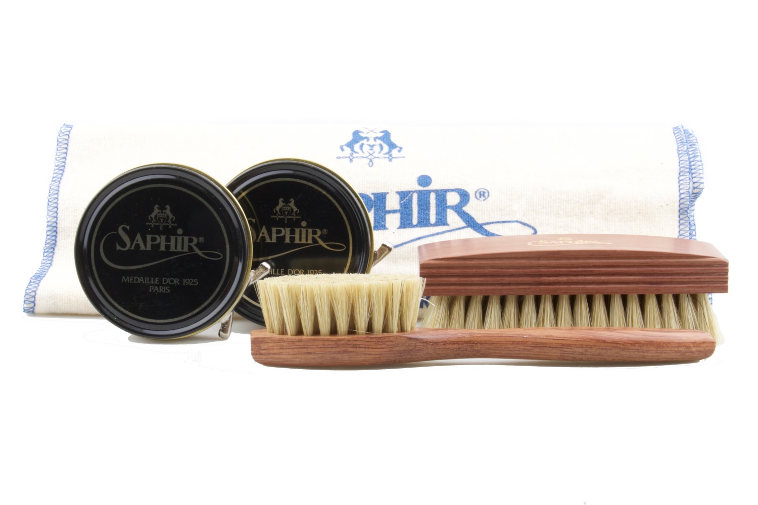 Omgeving Troosteloos Verbinding verbroken Schoenpoets set met Saphir Medaille d'Or Pate de Luxe 50 ml